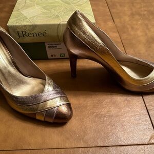 J.Renee Women's Gold and Bronze Heels